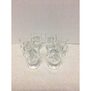 6 Vintage Clear Glass Chicken Egg Cups Holders France